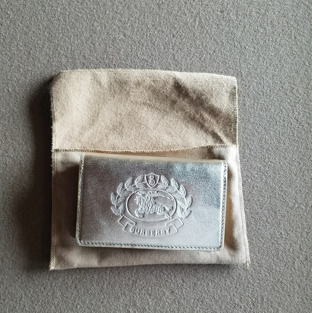 NWT! Sale! Saville Burberry Crest Embossed Smooth Leather Gold Metallic Wallet - Picture 10 of 16